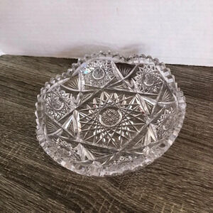 Vtg Sawtooth Edge Crystal Candy Dish